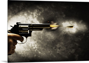 Bullet shooting out from gun