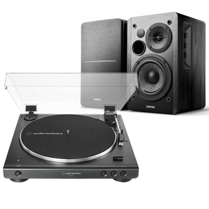 Audio-Technica Bluetooth AT-LP60XBT Turntable + Edifier R1280DB Black Speakers Package