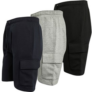 French Connection Mens Jersey Cargo Three Pack Shorts Multi 1 - Black/Marine/Light Grey Mel