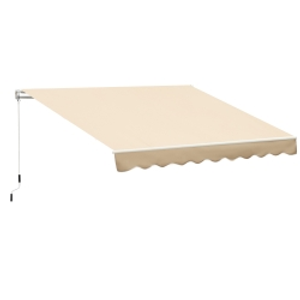 Outsunny Toldo de Pared con Brazo Articulado y Manivela Marco Resistente de Aluminio y Cubierta de Poliéster 295x245 cm Beige