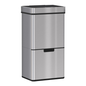 HOMCOM Papelera de Cocina 72L con Sensor Detector de Movimiento Apertura Automático y 3 Compartimentos 42x30x81 cm Gris