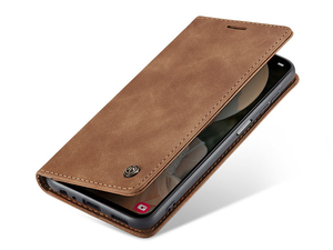 CaseMe Slim Synthetic Leather Wallet Case with Stand for Samsung Galaxy A15 - Tan