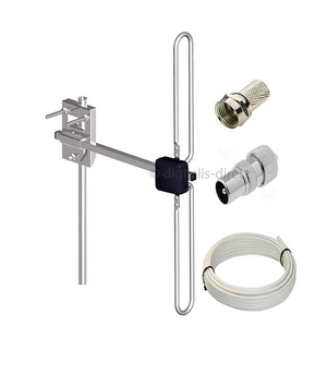 Outdoor DAB Omni Antenna Digital Radio Aerial Complete Mounting Kit