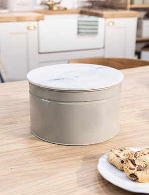 Brompton Cake Tin - Steel & Marble, Clay, Large