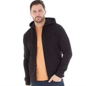 Onfire Mens Zip Through Fleece Hoodie Black