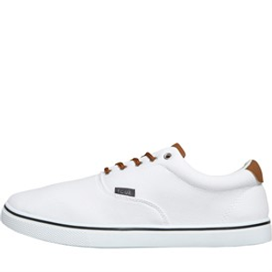 French Connection Mens FCUK Deck Canvas Pumps White Mono