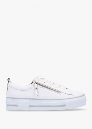 Filician White Leather Side Zip Trainers