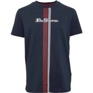 Ben Sherman Boys Centre Barcode Slub T-Shirt Navy Blazer
