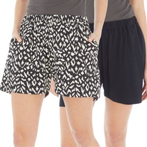 Board Angels Womens Two Pack Jersey Shorts Black/Ecru