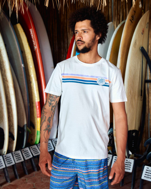 Spray Stripe - Mens Short Sleeve T-Shirt - White - ON HOLD