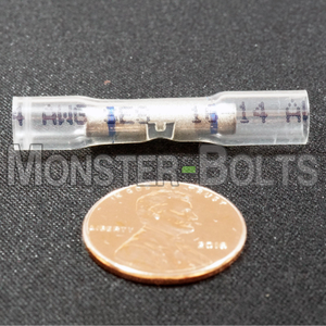 NSPA OptiSeal Waterproof Butt Connectors, Crystal Clear Tubing w/ Blue Stripes, 14-16 AWG.