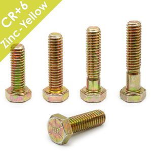 1/4"-20 Hex Cap Bolts / screws Grade 8 Alloy Steel, Zinc-Yellow