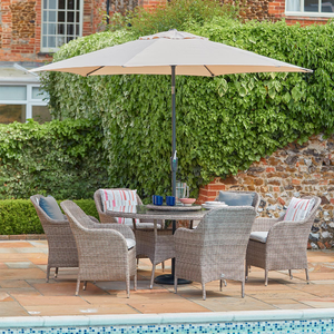 LG Outdoor Monte Carlo Sand 6 Seat Dining Set with Parasol