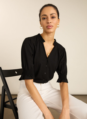 Noa Short Sleeve Blouse - UK 12 | EU 38 | US 08 / Caviar Black