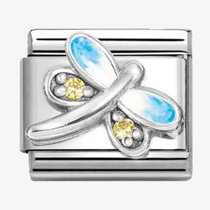 Nomination CLASSIC Silvershine Yellow Cubic Zirconia Blue Dragonfly Charm 330321/10