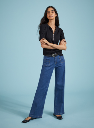 Lou Organic Cotton Stretch Jeans - Petite - 12 (UK Size 12) / Washed Indigo