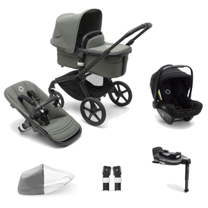 Bugaboo Fox 5, Turtle and Base Travel System - Black/Forest Green