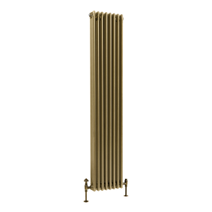 Milano Windsor - Vertical Traditional Column Radiator - 3 Column - 1800mm x 380mm - Natural Brass