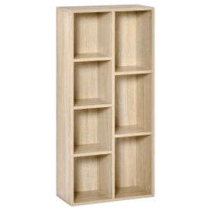 HOMCOM Estantería Librería de Madera Armario de Libros con 7 Compartimentos para Plantas Archivos 50x24x106 cm Roble