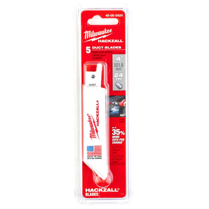 Milwaukee 49005424 100mm x 25tpi Hackzall 5 Piece Reciprocating Saw Blades
