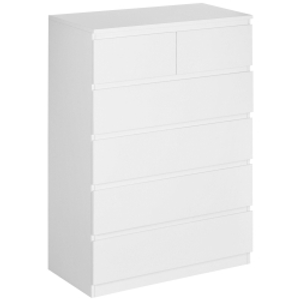 HOMCOM Cómoda con 6 Cajones Cajonera de Madera de Estilo Moderno para Dormitorio Entrada Salón 80x39x115 cm Blanco