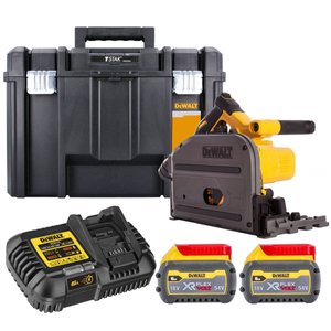 Dewalt DCS520T2 54V XR Cordless Brushless Flexvolt 165mm Plunge Saw With 2 x 6.0Ah Batteries, Charger & TSTAK Carry Case
