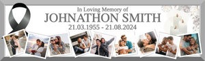 Personalised Memorial Banner - Candle Ribbon Funeral - Custom Name Date &amp; 9 Photo Upload