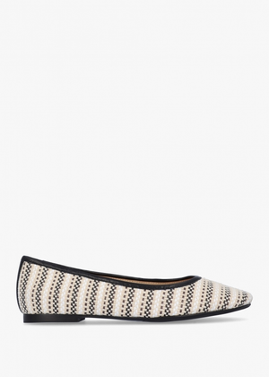 Sally Beige Textile Woven Ballet Pumps