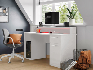 Flair Power Z Compact Gaming Desk with RGB LED White