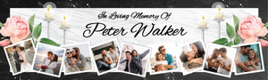 Personalised Memorial Banner - In Loving Memory - Custom Name &amp; 9 Photo Upload
