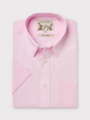Pink 100% Linen Short Sleeve Shirt