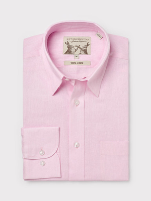 Pink 100% Linen Long Sleeve Shirt