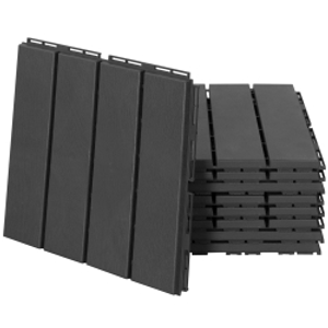 Outsunny Set de 9 Baldosas Cuadradas de 30x30 cm con Área de 0,81 m² Losetas Sistema de Clic para Balcón Terraza Jardín Negro