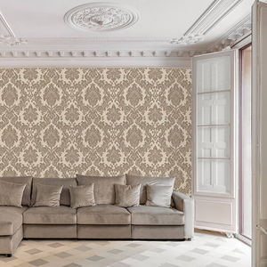 Belgravia Decor Ciara Damask Soft Beige Glitter Wallpaper - 4410