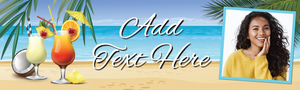 Personalised Party Banner - Beach Cocktails- Custom Text &amp; 1 Photo Upload