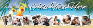 Personalised Party Banner - Beach Cocktails- Custom Text &amp; 9 Photo Upload