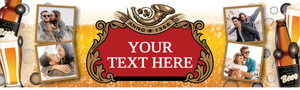 Personalised Home Bar Banner - Beer Pint Lager Background - Custom Text &amp; 4 Photo Upload