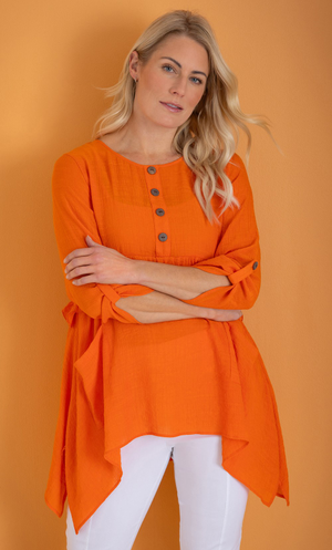 Dipped Hem Tunic Top - Orange