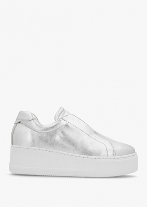 Tred Silver Leather Laceless Flatform Trainers