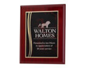 Burgundy Marble-Effect Plate with Mahogany Finish Frame
