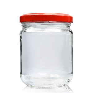 212ml Clear Glass Jar With Lid - Red