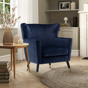 Velvet Navy Blue Alessia Accent Chair