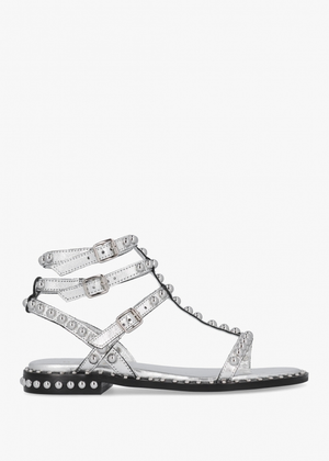 Eternal Silver Leather Studded Gladiator Sandals