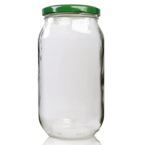 1000ml Clear Glass Food Jar With Lid - Dark Green