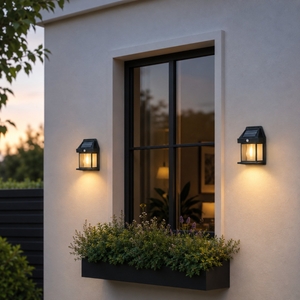 Auraglow Solar Motion Sensor Filament LED Wall Lights - Two Pack