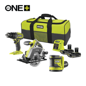 18V ONE+™ Cordless Combi Drill, Circular Saw & Random Orbital Sander Starter Kit (2 x 2.0Ah)