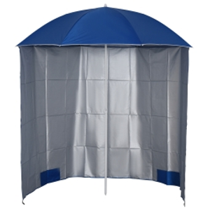 Outsunny 88" Arc 2.2M Fishing Umbrella Beach Parasol with Sides Brolly Shelter Canopy Shade with FREE Carry Bag Blue