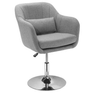 HOMCOM Sillón para Salón Giratorio 360° con Altura Ajustable Respaldo Envolvente Reposabrazos y Cojín 60x60x79-91 cm Gris