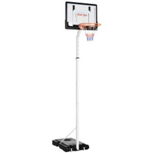 SPORTNOW Canasta de Baloncesto con Ruedas Altura Ajustable 245-305 cm y Base Rellenable para Exterior 90x83x360cm Blanco