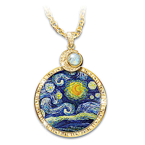 Genuine Rainbow Moonstone Starry Night Pendant Necklace